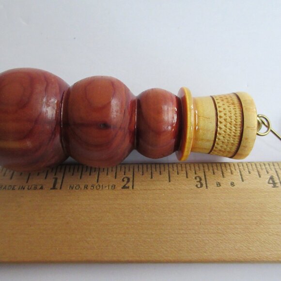 Hand Made Turned Wood Snowman Christmas Ornament 3.5” Tall - Picture 3 of 9